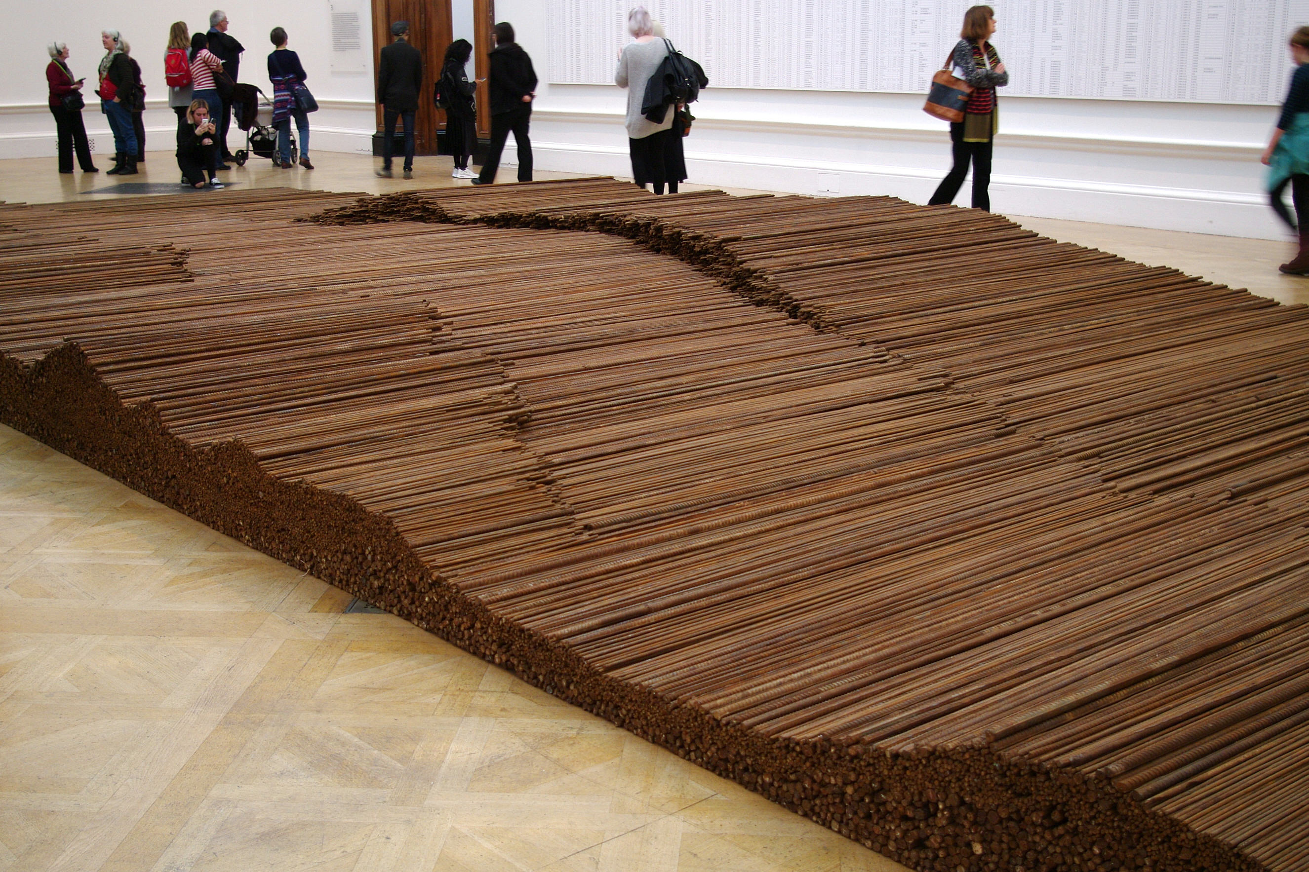 Straight Art Piece containing steel rods from buildings destroyed by the Sichuan earthquake