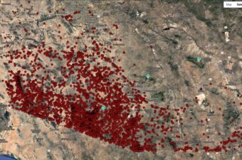Each red dot marks the place where a person was found dead.
