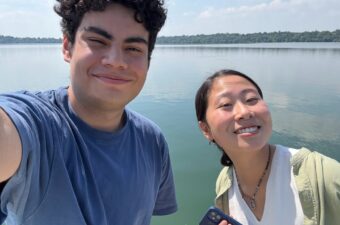 Kai Tan and her co-intern at CVT taking a selfie at Lake Harriet in Minneapolis, Minnesota