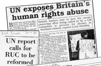 New paper headline says "UN exposes Britain's human rights abuse"