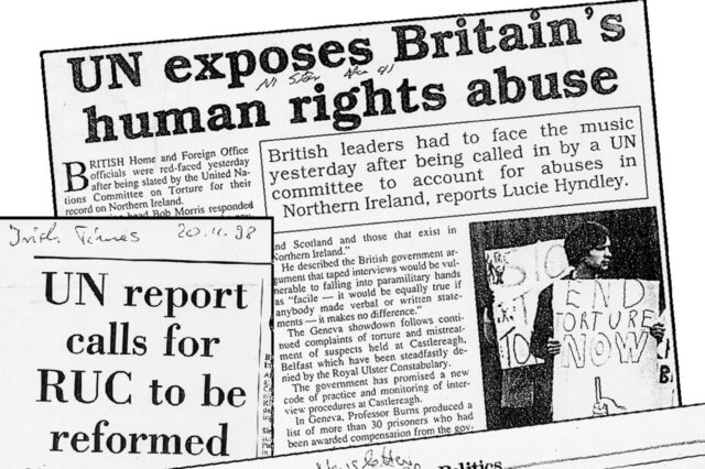 New paper headline says "UN exposes Britain's human rights abuse"